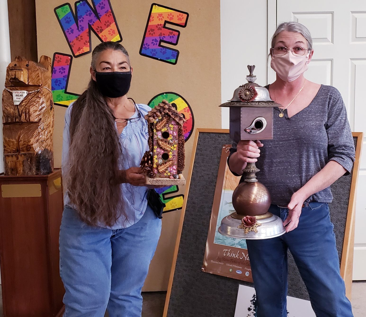 Birdhouse Challenge winners with their creations